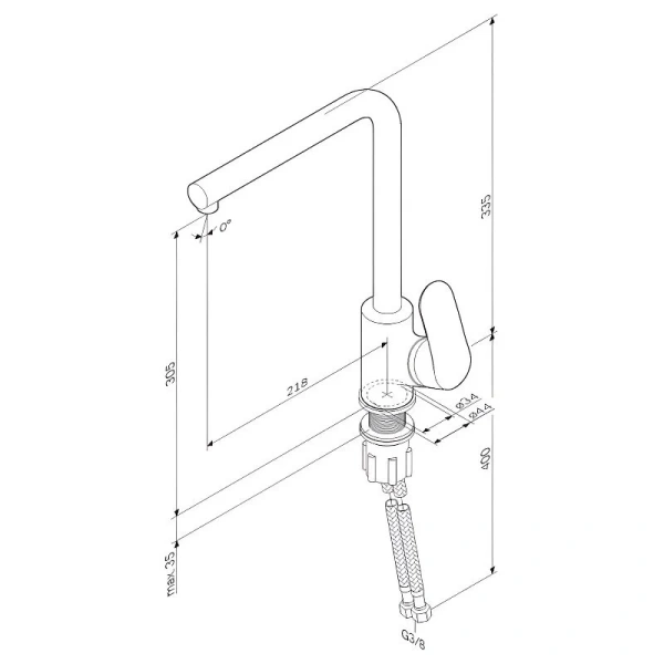 Смеситель для кухни AM.PM Like F80050 с l-образным изливом (детальная фотография), для кухни