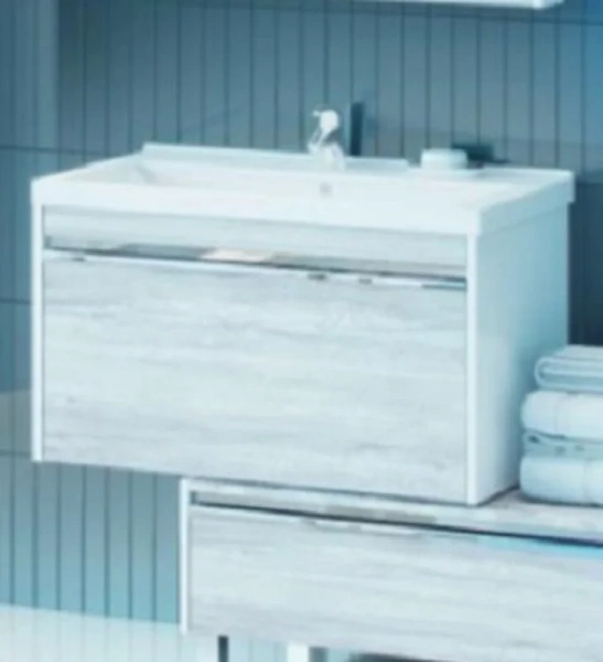 Тумба под раковину подвесная Акватон Капри 80 см бетон пайн/белая 1A230201KPDA0 (детальная фотография)