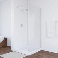 Душевая перегородка профиль белый стекло шиншилла Vegas-glass