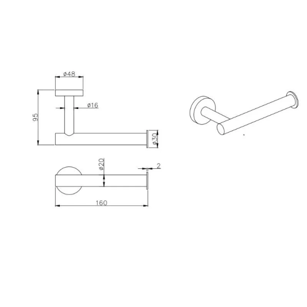 Бумагодержатель Акватек Вега черный матовый AQ4008MB (детальная фотография), современные, hi-tech