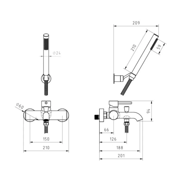 Смеситель для ванны Migliore Fortis хром 31546 (детальная фотография), для ванны