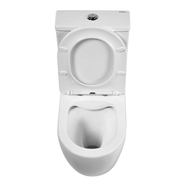 Унитаз компакт BelBagno Amanda BB051CPR с горизонтальным выпуском (детальная фотография), белые