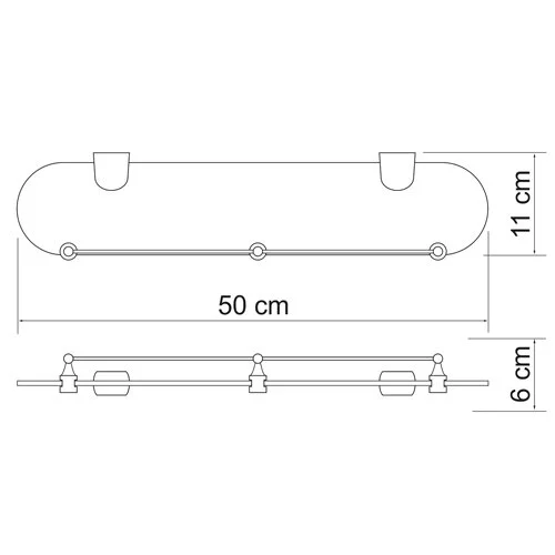 Полочка для ванной WasserKRAFT Berkel хром K-6844 (детальная фотография), современные, hi-tech