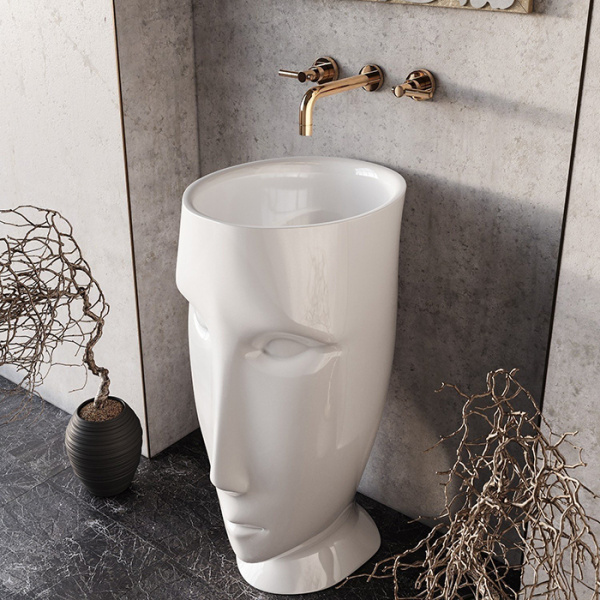 Раковина напольная Kerasan Artwork белая матовая 474030 (детальная фотография), современные, hi-tech, декорированные