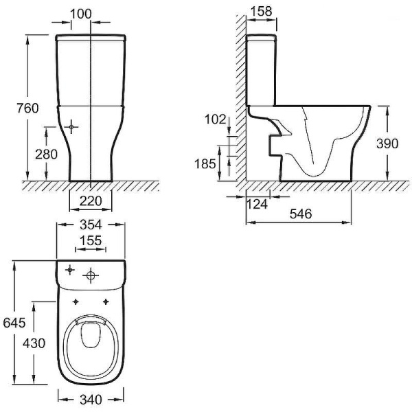 Схема (детальная фотография), недорогие, безободковые, сиденье с микролифтом , с антивсплеском, компакт, низкие
