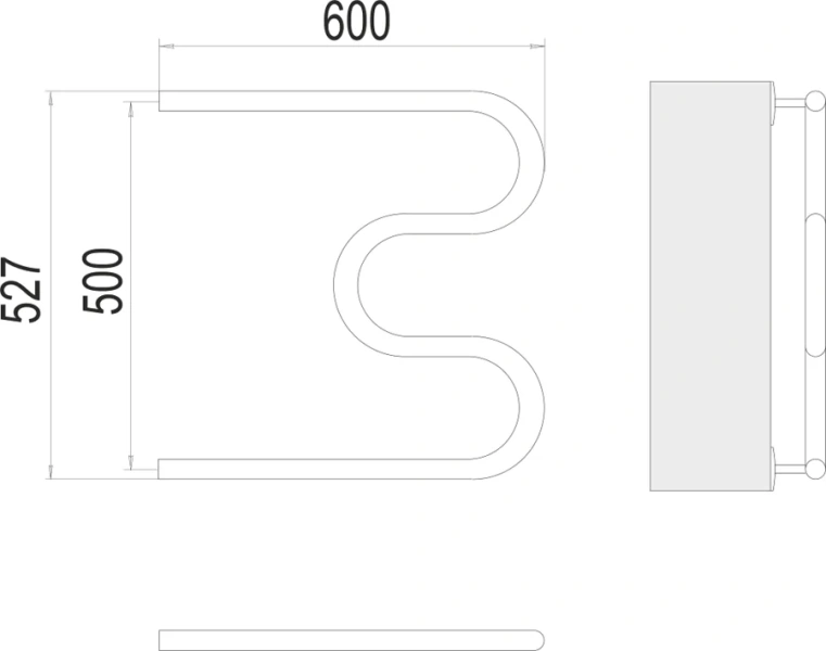 Полотенцесушитель водяной Terminus М-образный 60х50 см из нержавеющей стали 4620768880506 (детальная фотография), современные, hi-tech