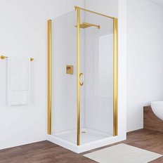 Душевой уголок профиль золотой стекло прозрачное Vegas-glass