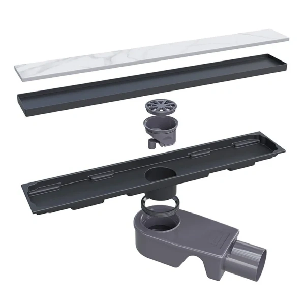 Душевой лоток RGW SDR 60 см с двухсторонней решеткой черный 47212260-04 (детальная фотография), душевой лоток