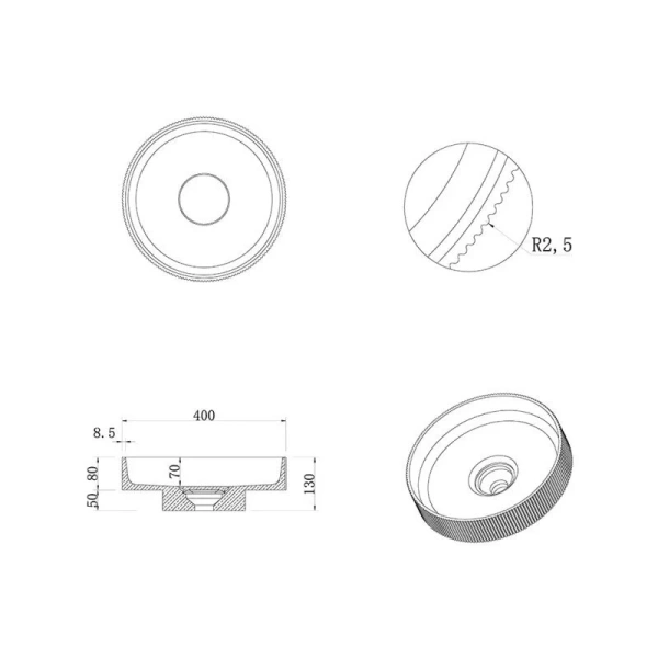 Раковина Boheme Corian 40 см белая 801-R-MW (детальная фотография), современные, hi-tech