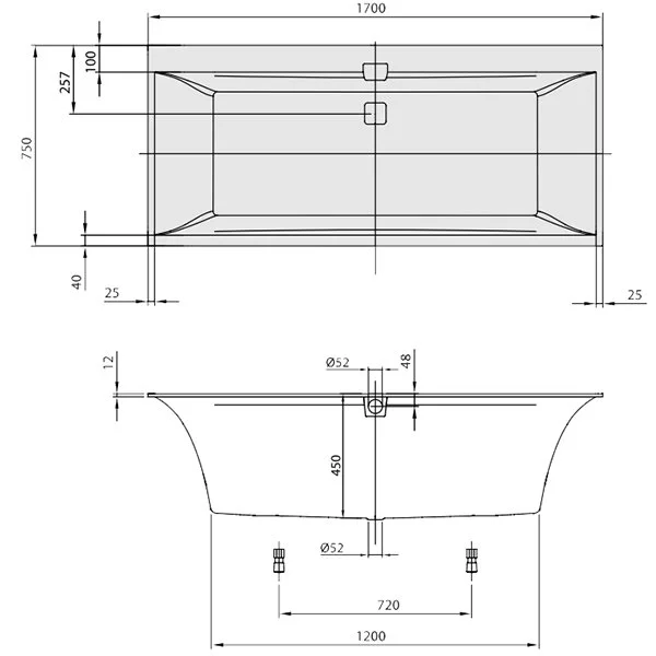Ванна квариловая Villeroy & Boch Squaro Edge 12 170х75 см прямоугольная UBQ170SQE2DV-01 (детальная фотография), современныe, hi-tech