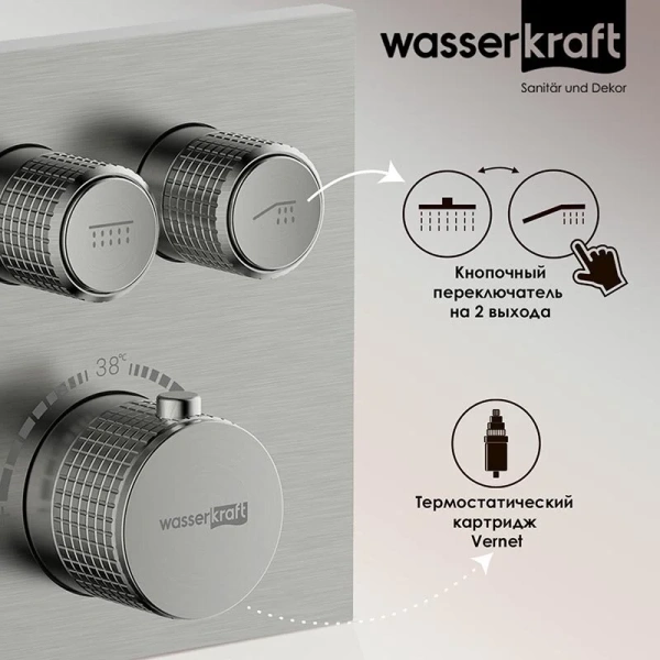 Смеситель для душа WasserKRAFT Wern термостатический 4248 Thermo (детальная фотография), современные, hi-tech