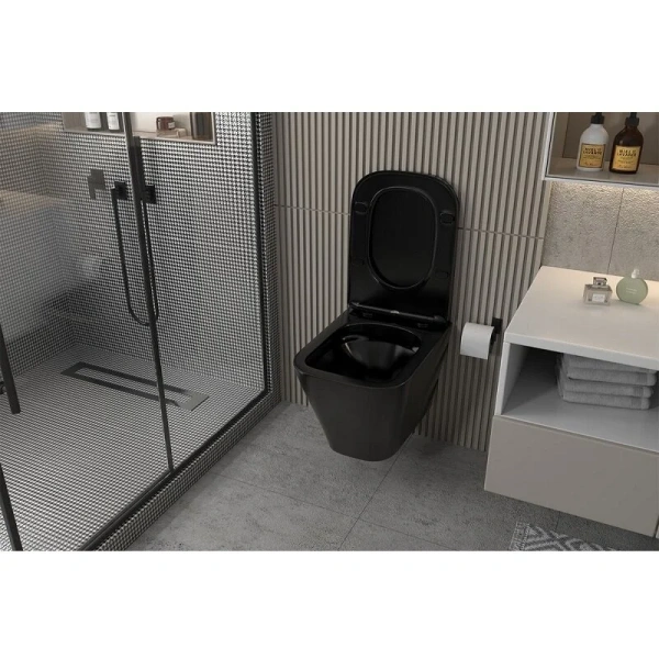 Унитаз с инсталляцией Abber Rechteck кнопка черная матовая AC1201MB-AC0105-AC0120MB (детальная фотография), в наличии index_1