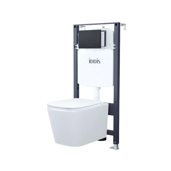 Унитаз с инсталляцией IDDIS Basic клавиша смыва черная BASBI02i73 (детальная фотография)