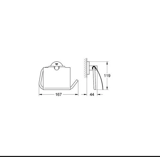 Бумагодержатель Grohe Essentials с крышкой 40367001 (детальная фотография), современные, hi-tech