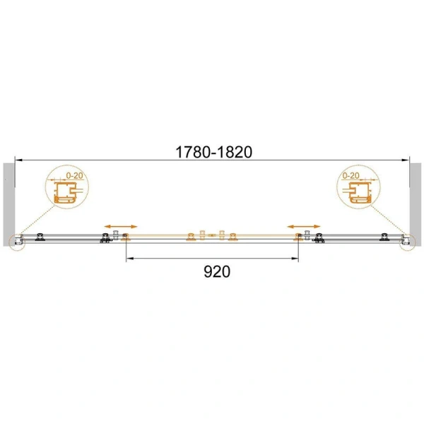 Душевая дверь в нишу Cezares Anima 180 см с прозрачным стеклом ANIMA-W-BF-2-180-C-Cr (детальная фотография), современные, hi-tech