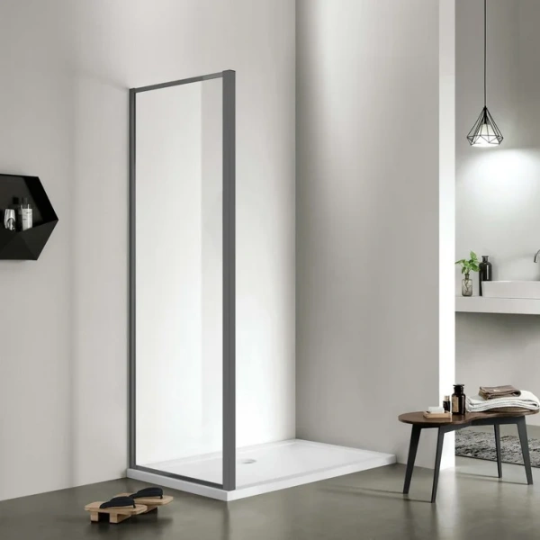 Душевая перегородка Акватек 90 см профиль оружейная сталь AQ ARI WA 09020GM (детальная фотография), современные, hi-tech