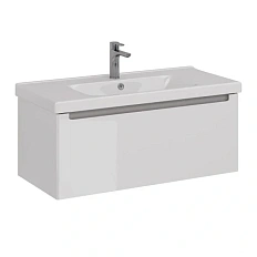 Тумба под раковину подвесная Lemark Buno Mini 100 см белый глянец