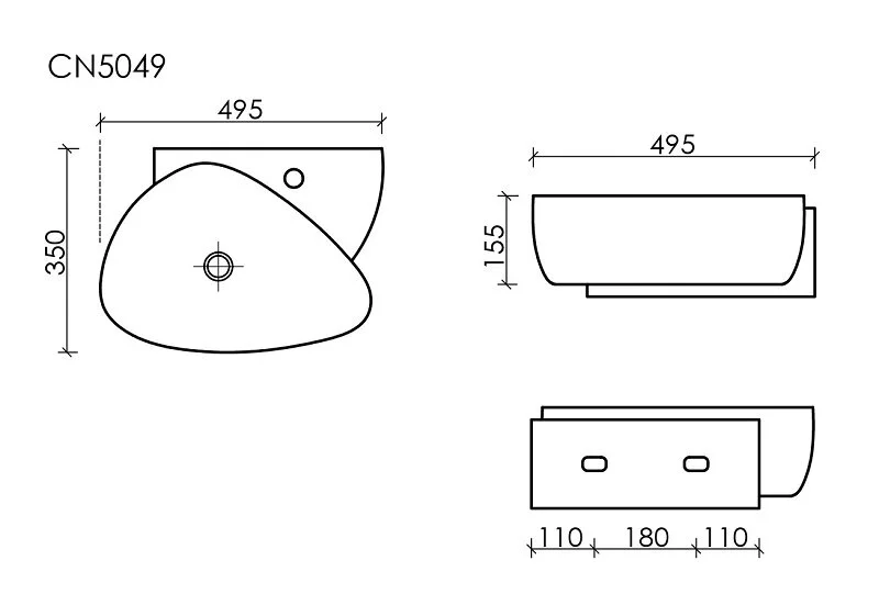 Раковина Ceramica Nova Element 50 см белая глянцевая CN5049 (детальная фотография), современные, hi-tech