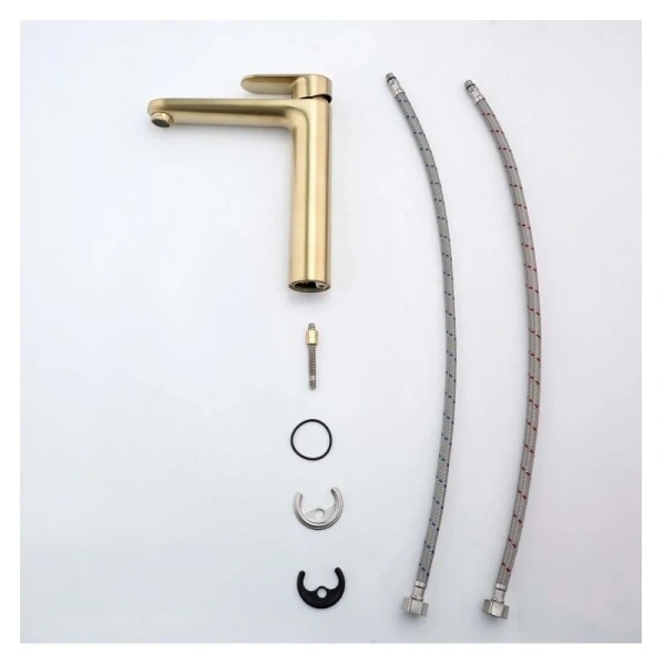 Смеситель для раковины Акватек Ника золото шлифованное AQ1804BG (детальная фотография), золото