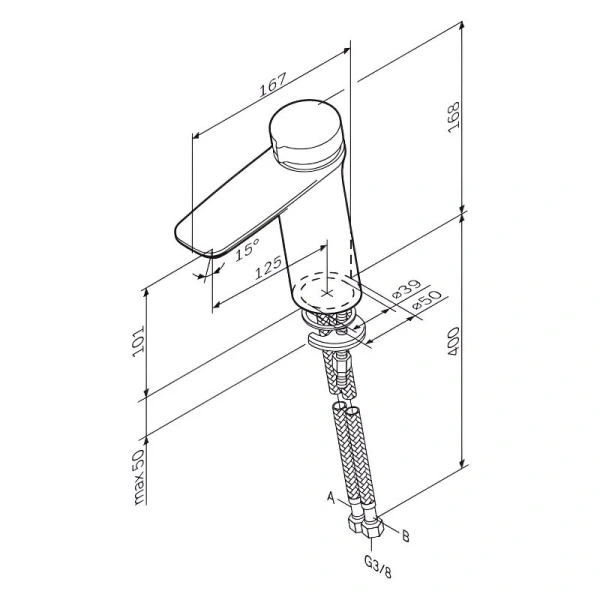 Смеситель для раковины Am.Pm Inspire 2.0 TouchReel нажимной хром F50A02500 (детальная фотография), для раковины