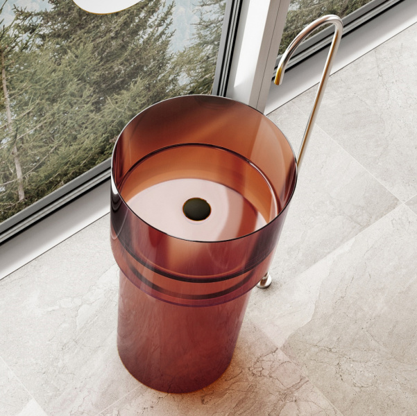 Раковина напольная Abber Kristall 45 см коричневая AT2701Opal (детальная фотография), современные, hi-tech