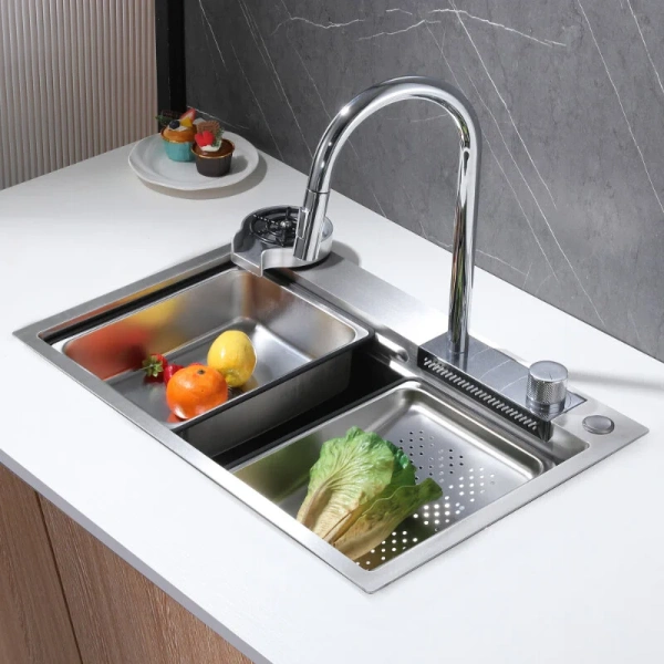 Мойка для кухни Abber Wasser Kreis 68 см сатин AF2194SP (детальная фотография), из нержавеющей стали, стальные, металлические