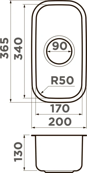Мойка для кухни Omoikiri Omi 20-U-IN 20 см нержавеющая сталь 4997022 (детальная фотография), прямоугольной формы