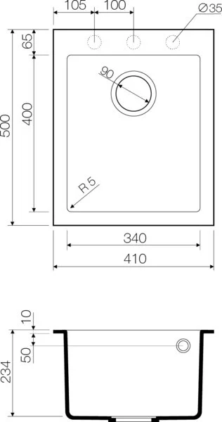 Мойка для кухни Omoikiri Bosen 41-PL 41 см платина 4993218 (детальная фотография), прямоугольной формы