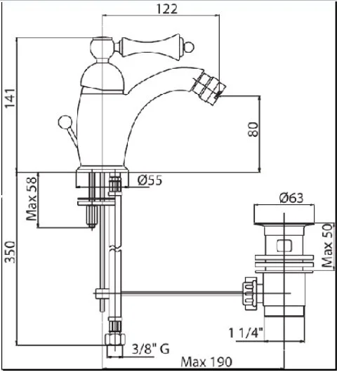 Смеситель для биде Cezares Margot бронза ручка белая MARGOT-BSM1-02-Bi (детальная фотография), для биде