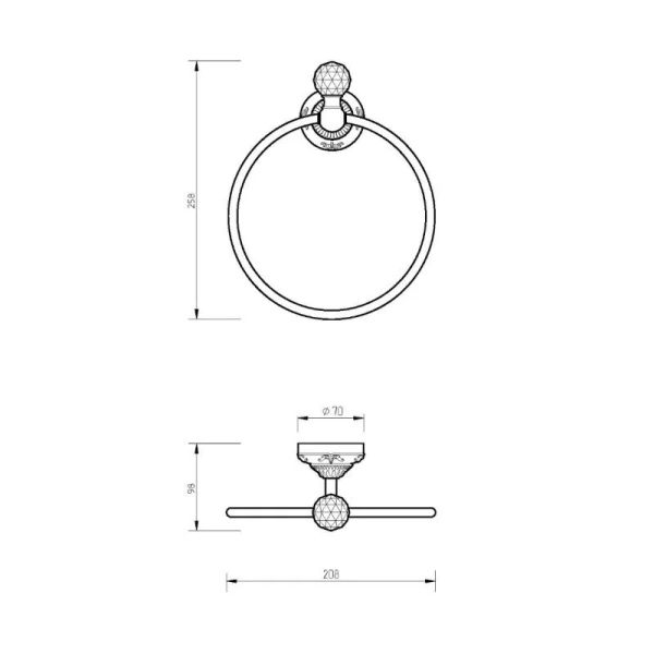 Полотенцедержатель Migliore Cristalia бронза 16773 (детальная фотография), классические, ретро, с кристаллами swarovski, декорированные
