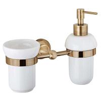 Стакан для ванной и дозатор для мыла Cezares Aphrodite золото 24 карат