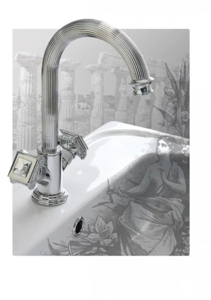 Смеситель для раковины Cezares Olimp хром, ручки с кристаллами Swarovski OLIMP-LS2-01-Sw (детальная фотография), с 1 монтажным отверстием