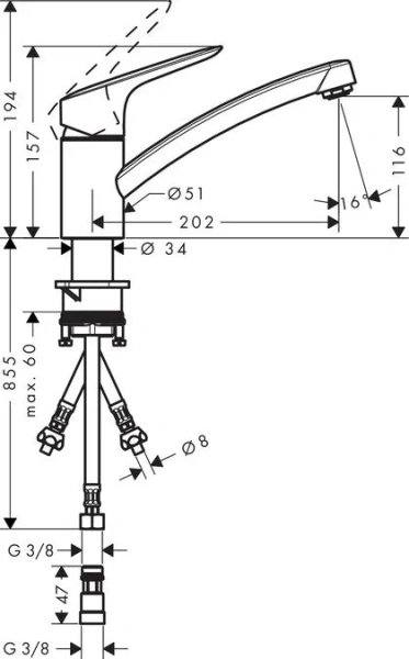Смеситель для кухни Hansgrohe Logis 71831000 (детальная фотография), для кухни