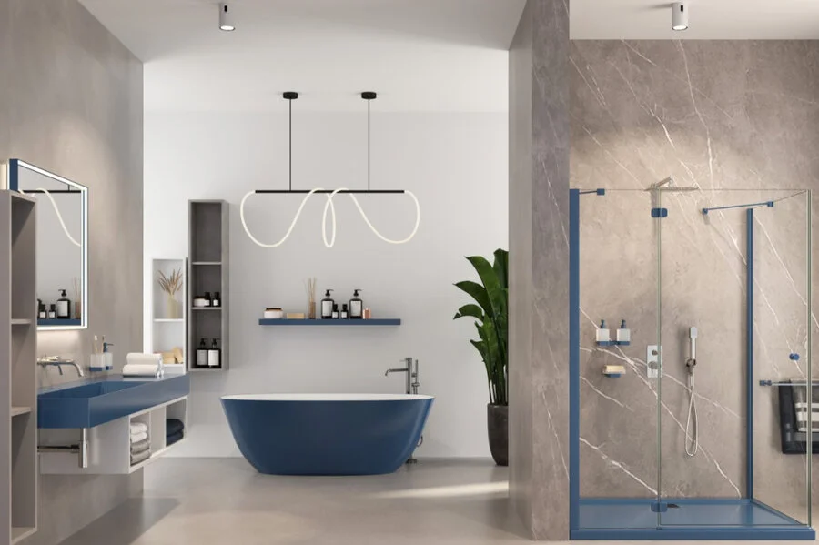 Ванна из искусственного камня Plumberia Selection Veloma, 160 х 70 см, матовый белый/blu denim, Veloma 160BD (детальная фотография)
