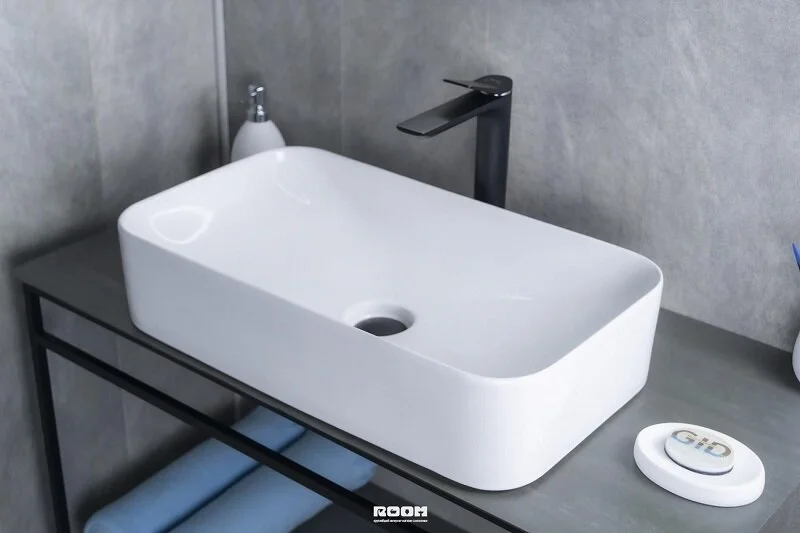 Раковина GID Geometrico N9596 61 см белая 51199 (детальная фотография), накладные (на столешницу)