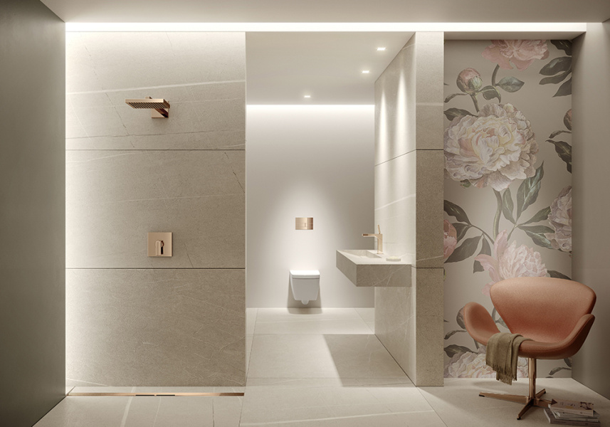 Душевой лоток Tece TECEdrainprofile 120 см красное золото глянцевое 671213 (детальная фотография), золото