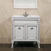 Тумба под раковину, цвет белый с патиной матовый, фурнитура состаренное серебро, La Beaute Vivien