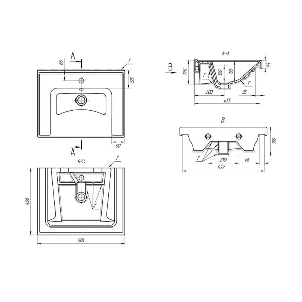 Раковина мебельная Lemark Грэйс 60 см керамическая 641587 (детальная фотография), в наличии