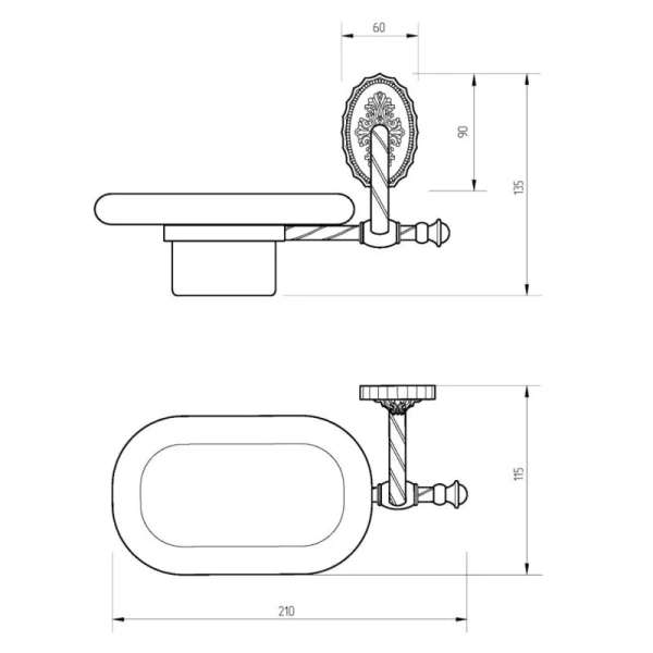 Мыльница Migliore Edera бронза 16895 (детальная фотография), классические, ретро, декорированные