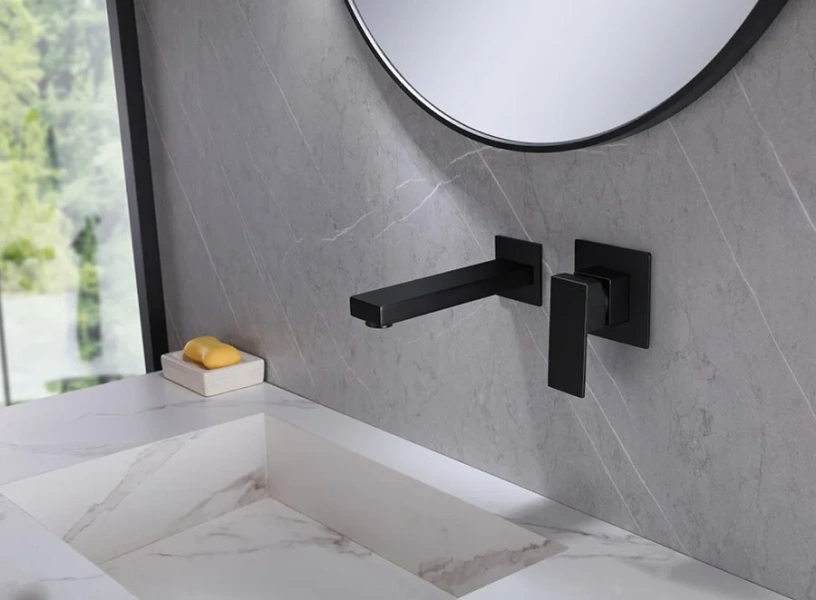 Смеситель для раковины Abber Daheim черный матовый AF8212B (детальная фотография), современные, hi-tech