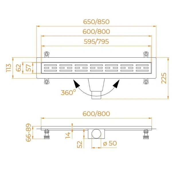 Душевой лоток RGW Drain Leo 80 см хром 60212080-01 (детальная фотография), душевой лоток