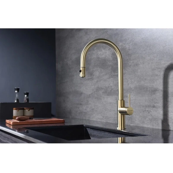 Смеситель для питьевой воды Paulmark Galant cветлое брашированное золото Ga213077-SBG (детальная фотография), современные, hi-tech