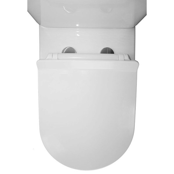 Унитаз компакт Azario Fretta Round белый AZ-1217 + AZ-1216 (детальная фотография), с горизонтальным, прямым выпуском, с прямым выпуском