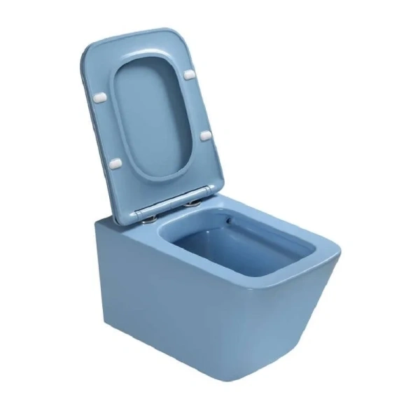 Унитаз подвесной SantiLine голубой SL-5007BL (детальная фотография), современные, hi-tech, прямоугольные