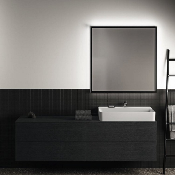 Зеркало с подсветкой Ideal Standard Conca 100 см в черной раме T3967BH (детальная фотография), современные, hi-tech