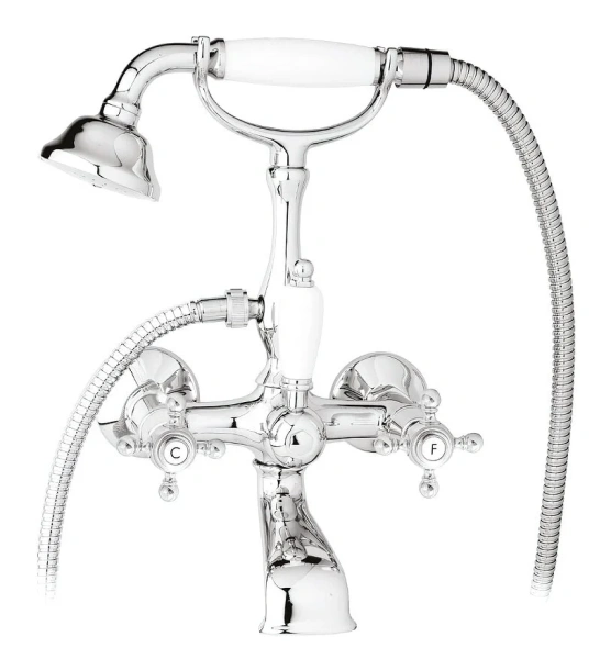 Смеситель для ванны Cezares Golf хром ручки белые GOLF-VD-01-Bi (детальная фотография)