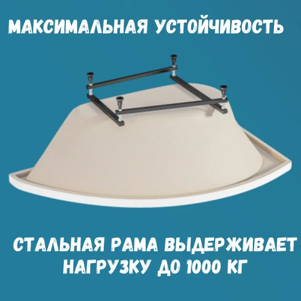Ванна акриловая 1MarKa Piccolo 01пик1770пкс2+, 150 x 75 см, правая, с каркасом и сливом-переливом, белая (детальная фотография), 150х75
