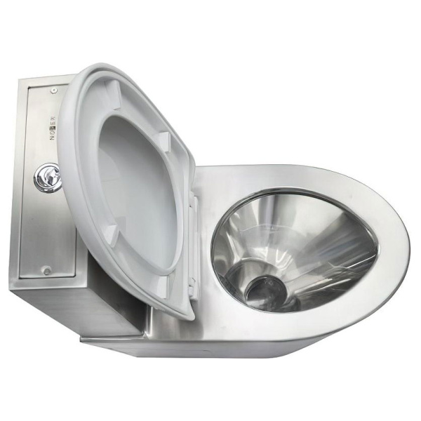 Унитаз компакт Nofer нержавеющая сталь глянец 13016.B (детальная фотография), напольные