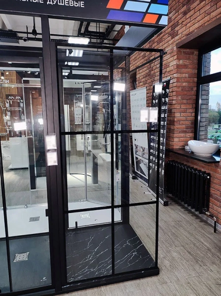 Душевая перегородка RGW Walk In WA-111B 90 см профиль черный 411011109-84 (детальная фотография), 90 см