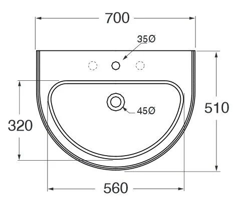 Раковина Azzurra Charme CHA270 bi*1 (детальная фотография), подвесные